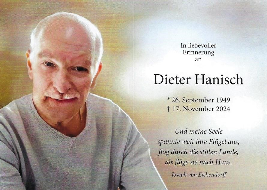 Du betrachtest gerade Dieter Hanisch, 26. September 1949 – 17. November 2024